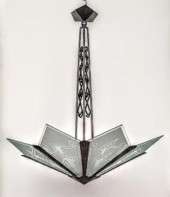 French Art Deco Wrought Iron Chandelier - 4378303