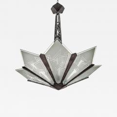 French Art Deco Wrought Iron Chandelier - 4379324