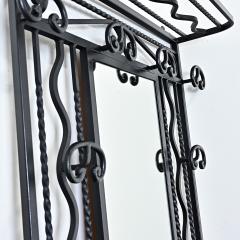 French Art Deco Wrought Iron Hall Tree with Mirror - 4663656