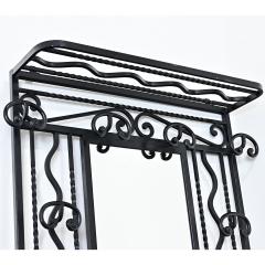French Art Deco Wrought Iron Hall Tree with Mirror - 4663691