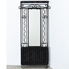 French Art Deco Wrought Iron Hall Tree with Mirror - 4663700
