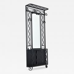 French Art Deco Wrought Iron Hall Tree with Mirror - 4698911