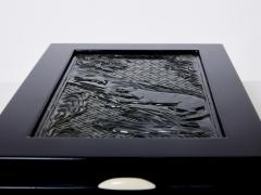 French Art Deco box black lacquer carved Jade stone 1930 - 2984276