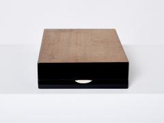 French Art Deco box black lacquer carved Jade stone 1930 - 2984284