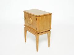 French Art Deco carved ash wood nightstand 1940s - 1950520