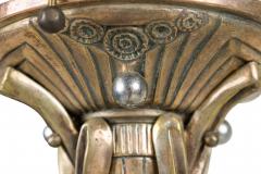 French Art Deco chandelier with 6 flared frosted geometric glass shades - 4161864