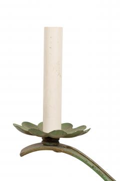 French Art Deco green patina metal sconces pair with 2 scroll arms - 4665527