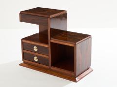 French Art Deco rosewood and brass sewing cabinet 1940s - 3883816