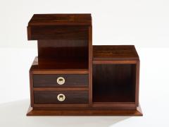 French Art Deco rosewood and brass sewing cabinet 1940s - 3883820