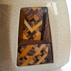 French Art Deco table lamp inlaid with a very fine geometric marquetry panel - 1231013