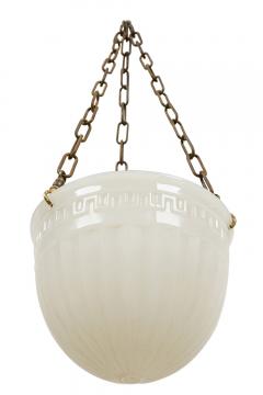 French Art Deco white alabaster bowl shaped lantern - 4657598