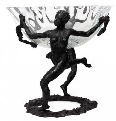 French Art Moderne Bronze Centerpiece with Two Female Figures - 4639623
