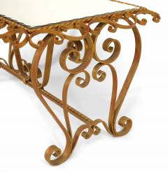 French Art Moderne Gilt Iron and Mirror Coffee Table - 1379201
