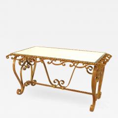 French Art Moderne Gilt Iron and Mirror Coffee Table - 1383986