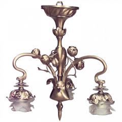 French Art Nouveau Brass Floral Chandelier - 4717990
