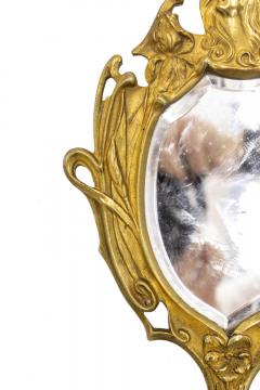 French Art Nouveau Bronze Dore Hand Mirror - 4673505