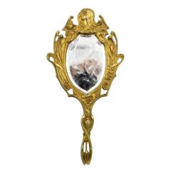 French Art Nouveau Bronze Dore Hand Mirror - 4740742