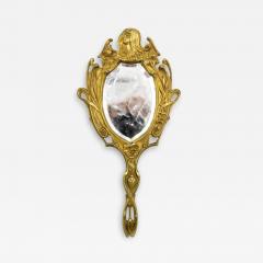 French Art Nouveau Bronze Dore Hand Mirror - 4741555