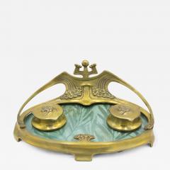 French Art Nouveau Bronze Dore Inkwell - 4211696
