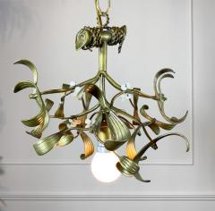 French Art Nouveau Bronze Mistletoe Chandelier - 3042239