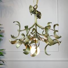 French Art Nouveau Bronze Mistletoe Chandelier - 3042245