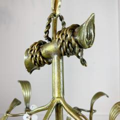 French Art Nouveau Bronze Mistletoe Chandelier - 3042247