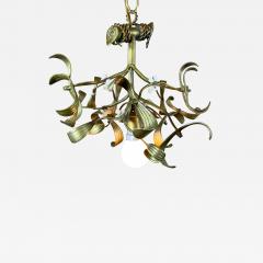 French Art Nouveau Bronze Mistletoe Chandelier - 3047554