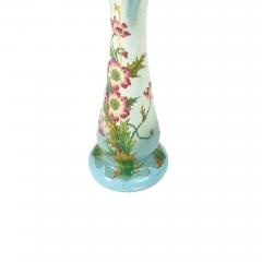 French Art Nouveau Floral Decorated Majolica Jardiniere with Tall Pedestal - 4477574