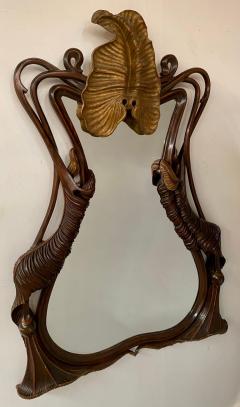 French Art Nouveau Mahogany Frame Mirror in Butterfly Shape - 3300089