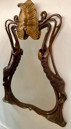 French Art Nouveau Mahogany Frame Mirror in Butterfly Shape - 3300094