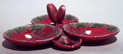 French Art Nouveau Majolica porcelain red and green centerpiece - 4665789
