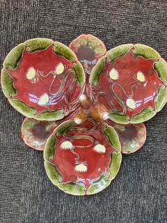French Art Nouveau Majolica porcelain red and green centerpiece - 4665793