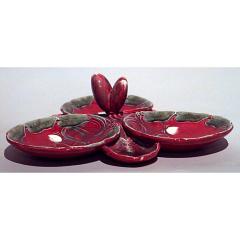 French Art Nouveau Majolica porcelain red and green centerpiece - 4732928