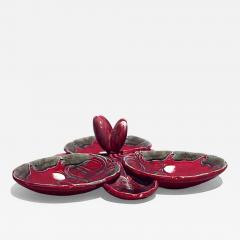 French Art Nouveau Majolica porcelain red and green centerpiece - 4732952