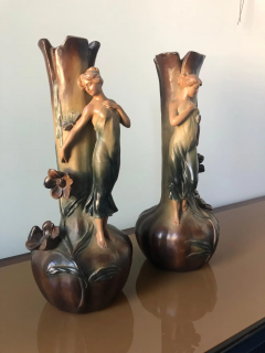 French Art Nouveau Pair of Large Terracotta Vases circa 1910 - 2599564