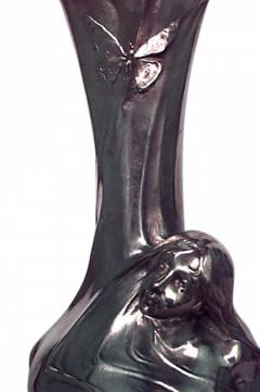 French Art Nouveau Sibeud Silver Plated Vase - 4197968