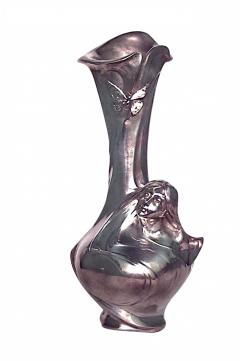 French Art Nouveau Sibeud Silver Plated Vase - 4197969
