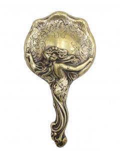 French Art Nouveau Silver Plated Hand Mirror - 4197963