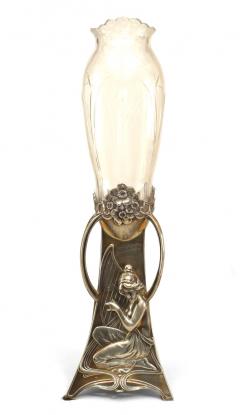 French Art Nouveau Silvered Metal Bud Vase - 4664426