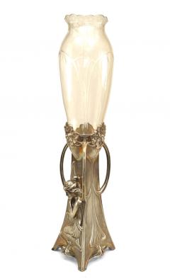 French Art Nouveau Silvered Metal Bud Vase - 4664427
