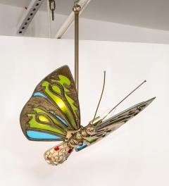 French Art Nouveau Stained Glass Butterfly Pendant - 4591200