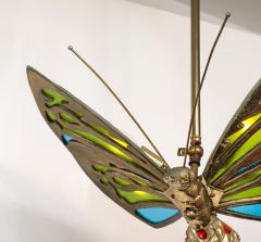 French Art Nouveau Stained Glass Butterfly Pendant - 4591202
