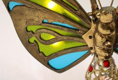 French Art Nouveau Stained Glass Butterfly Pendant - 4591203