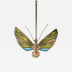 French Art Nouveau Stained Glass Butterfly Pendant - 4591549
