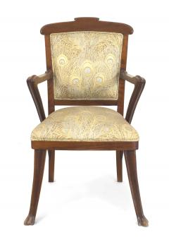 French Art Nouveau Walnut Arm Chairs - 1378476