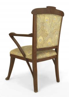 French Art Nouveau Walnut Arm Chairs - 1378478