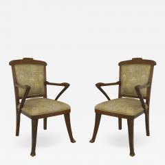 French Art Nouveau Walnut Arm Chairs - 1382904