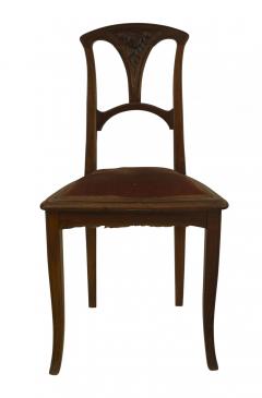 French Art Nouveau Walnut and Velvet Side Chair - 4667125
