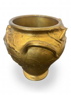 French Art Nouveau gilt bronze jardiniere with handles - 4649809