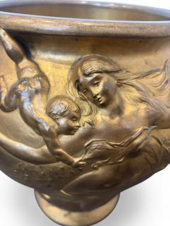 French Art Nouveau gilt bronze jardiniere with handles - 4649812